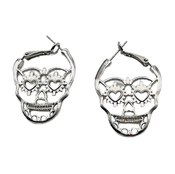 Skull Punk Hoop Earrings - Picture 12 of 16